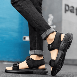 a pair of non slip mens sandals for summer new wear resistant breathable simple white soled mens business beach shoes