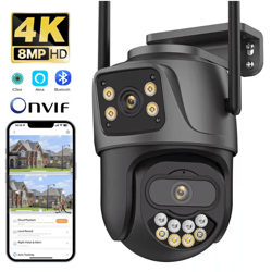 4k 8mp dual lens outdoor wifi ptz security camera with auto tracking and night vision