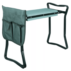 foldable garden kneeler and seat with cushion pad and tool pouch