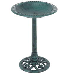 28 inch vintage garden bird bath with decorative pedestal for outdoor yard or patio