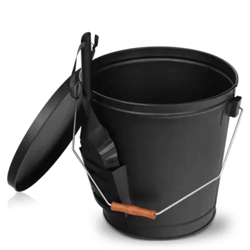 5 gallon fireplace ash bucket with lid and shovel for heat-resistant storage and clean up