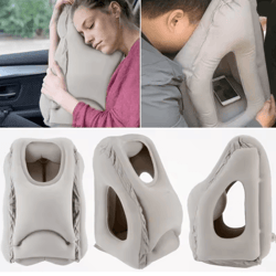 inflatable chin support travel pillow air cushion for neck and headrest