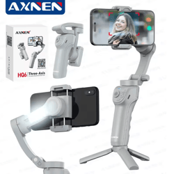 hq6 3 axis smartphone gimbal with built in fill light and face tracking