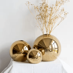modern gold ceramic ball vase for home decor and flower arrangements