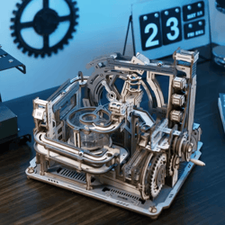 rokr marble spaceport electric wooden marble run 3d puzzle kit