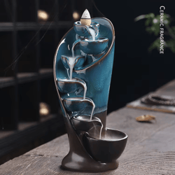 handmade ceramic waterfall incense burner torch design