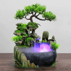 feng shui desktop water fountain with led lights for home and office