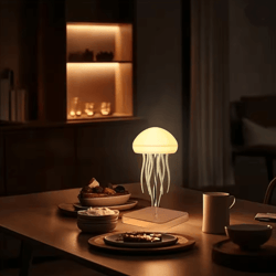 cute jellyfish led night light with voice control and color changing table lamp