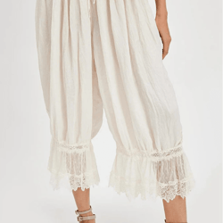bloomease womens y2k loose fit cropped pants with lace patchwork