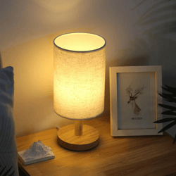 led table lamp with fabric shade for bedroom and bedside lighting
