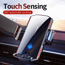 magnetic car phone holder with 66w wireless fast charger and infrared auto clamping air vent mount