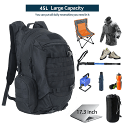 45l waterproof tactical backpack for hiking camping fishing and outdoor adventures