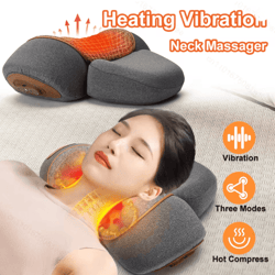 3 in 1 electric neck massager pillow with heat and vibration therapy