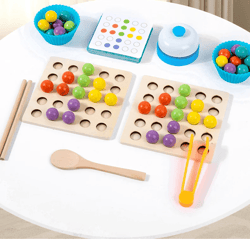 montessori wooden bead sorting toy with clip for fine motor skill development