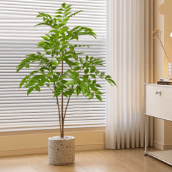 large artificial ficus tree with realistic green leaves for home and garden decor