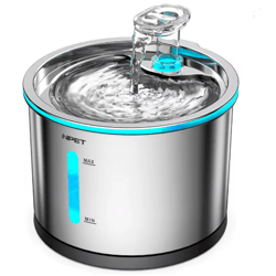 pureflow stainless steel cat water fountain with led indicator and filtered flow