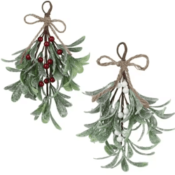everfrost artificial mistletoe frosted sprigs for christmas home decoration