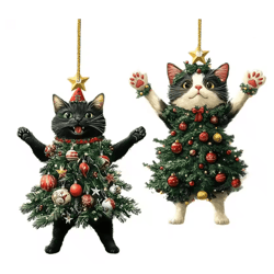 purrjoy christmas cat ornament for tree, car, and holiday decor