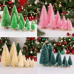 mini wood christmas trees tabletop decor set