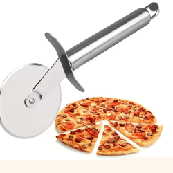 stainless steel kitchen pizza cutter wheel and server