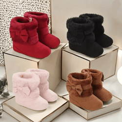 baby girl winter plush soft sole boots warm non slip toddler shoes