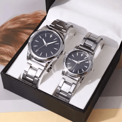 couple business quartz watch set classic analog style