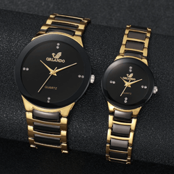 couple stainless steel quartz watch set classic analog style