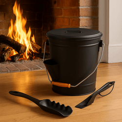 gallon 13-inch steel ash bucket with shovel 4.75 high fireplace and stove accessory