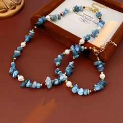 azureluxe aquamarine & pearl jewelry set – necklace & bracelet duo