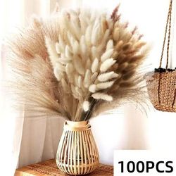 natural dried pampas grass bouquet – boho vase decor with bunny tails for weddings & home styling