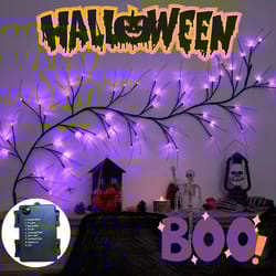 purple led rattan branch garland 54 led halloween lights battery powered