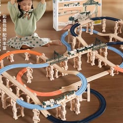 deluxe diy electric christmas train track set for kids