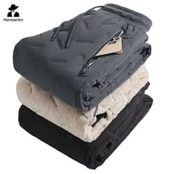 men's winter down cotton pants waterproof warm thickened outdoor ski joggers with zipper pockets