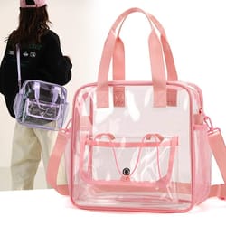 shoreview waterproof clear beach tote – pvc transparent tote with touchscreen window