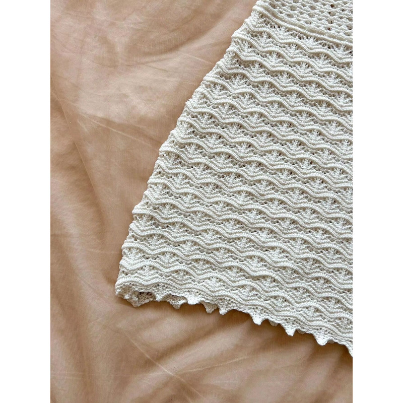 Soleia Summer V-Neck Backless Knitted Dress – Ombre Spaghetti Strap Vacation Dress with Wooden Bead Detail
