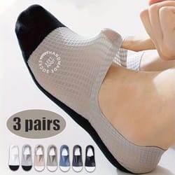 mens invisible socks 3 pairs breathable thin boat socks comfortable mesh low cut casual sox