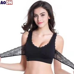seamless lace sports bra with cross buckle – shock-proof yoga bralette (s–4xl)
