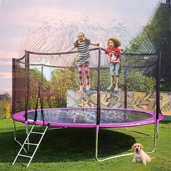 trampoline sprinkler kit – outdoor water play system for kids summer fun (49ft/15m)