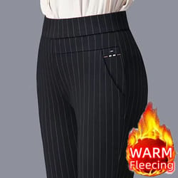 women's warm winter pencil pants – plush lined slim fit stretch leggings