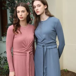 women's summer matching set – ribbed wrap top & high-stretch a-line dress