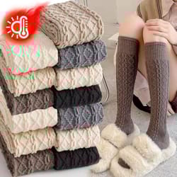 women's wool thigh-high socks – cozy over-the-knee cotton blend stockings for winter & casual wear