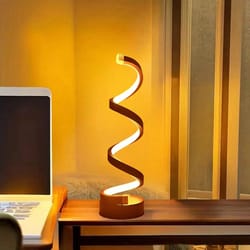 modern spiral led table lamp with usb – adjustable brightness warm white light for bedroom, living room & office