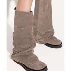 women's autumn winter calf boots – pleated leather mid-leg design with thick high heels