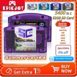 summercart 64 n64 game card with 32gb sd – 5400+ classic games & 64dd support