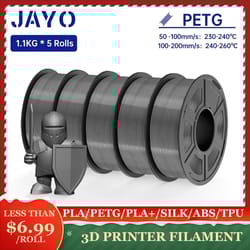 jayo 3d printer filament bundle – pla, abs, petg, silk pla 1.75mm (5 rolls) no-bubble printing material for fdm printers