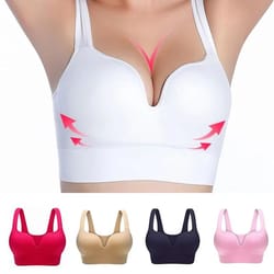 women's wireless sports bra – padded gym workout top with breathable push-up support
