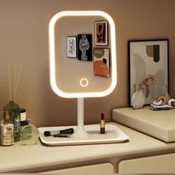 led makeup mirror with lights – 3-color dimmable desktop vanity mirror with touch control
