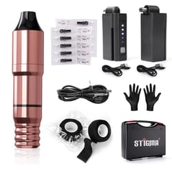 stigma wireless tattoo machine kit – professional rotary tattoo pen with power supply & needle set for beginners and art