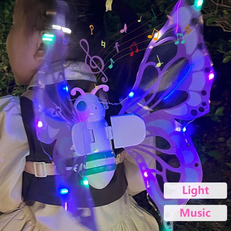 Magical Electric Butterfly Fairy Wings With Lights Kids Cosplay DressUp Costume 5