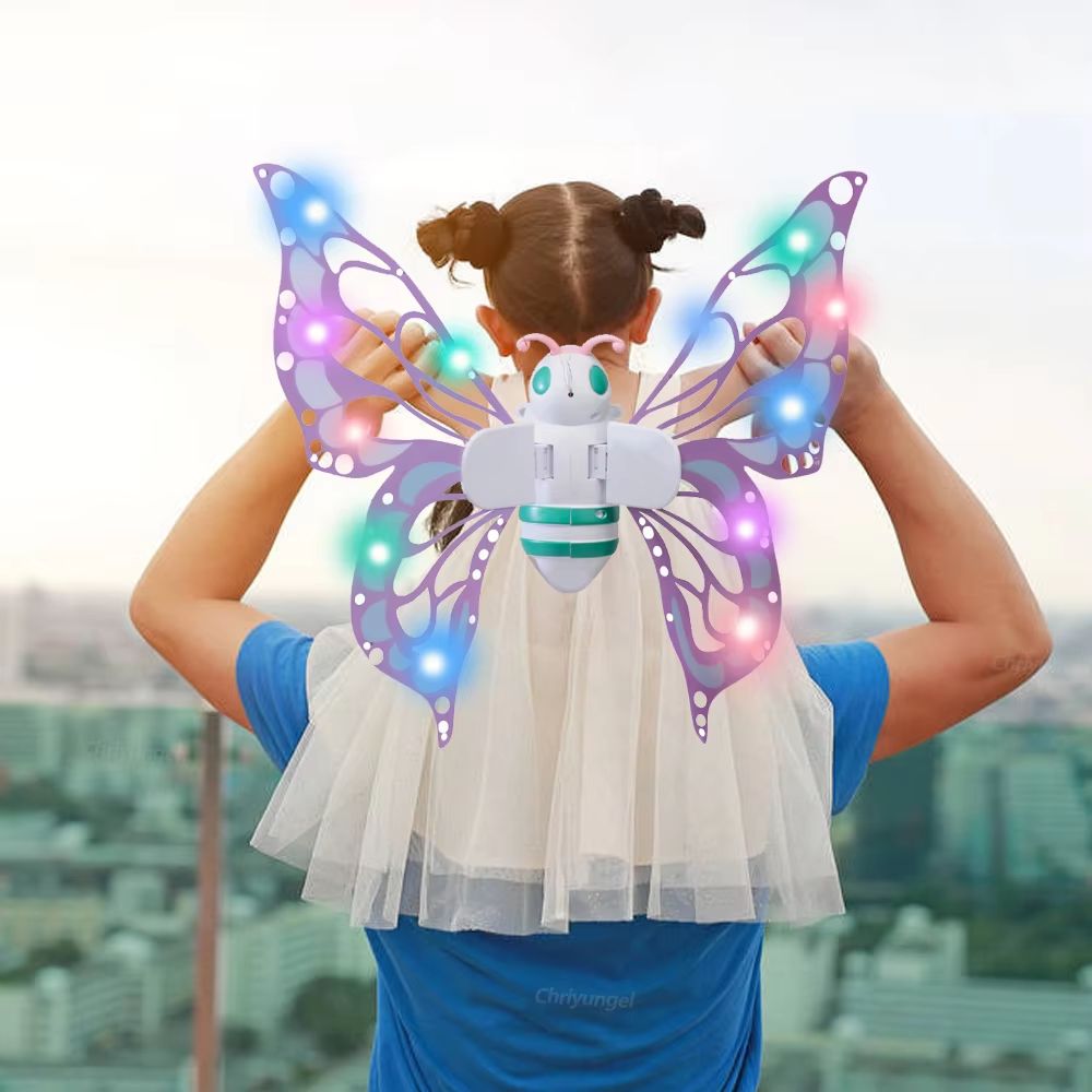 Magical Electric Butterfly Fairy Wings With Lights Kids Cosplay DressUp Costume 12